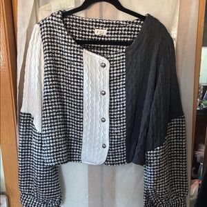 POL Women's Black, White, and Gray Cardigan